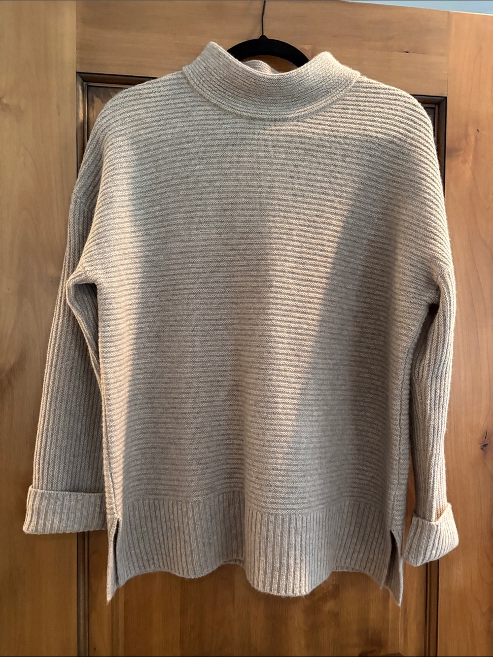 Rachel Zoe Beige Ribbed Turtleneck Sweater